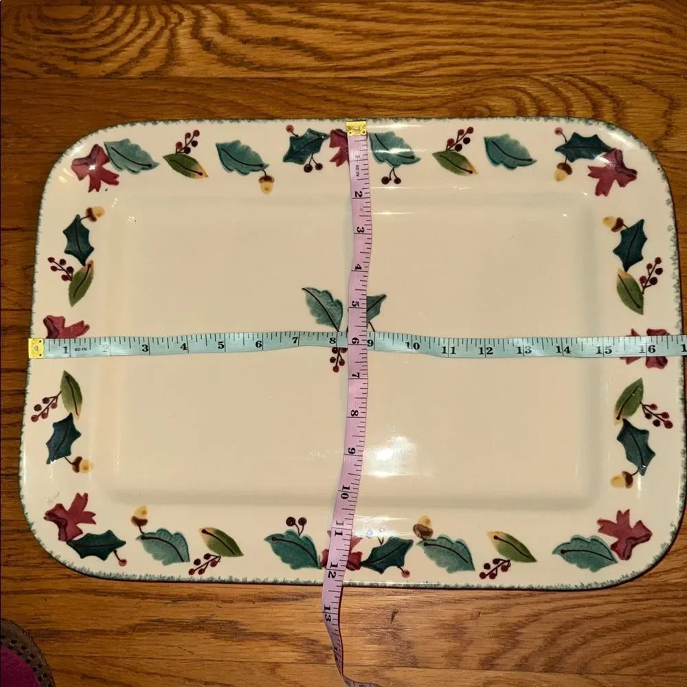 Hartstone Holiday Holly Pattern Rectangular Serving Platter!